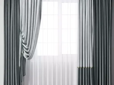 Hadi curtains 72 Blue 3D model