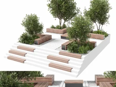 Urban Environment - Urban Furniture - Green Benches 47 3D model