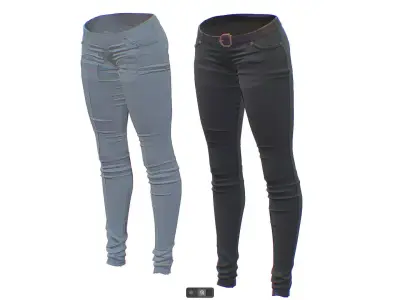 Skinny Fit Jeans - Casual Trouser - Pants  HighPoly Wear 3D model