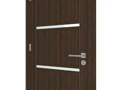 Door-039 wooden door with glass panels 3D model