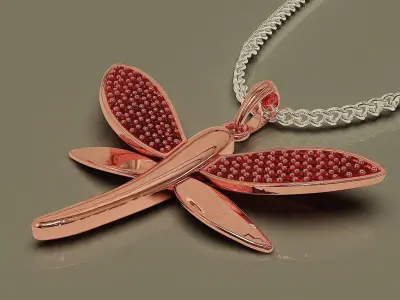 Pave set diamond dragonfly jewelry pendant 3D print model