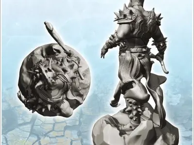 Ares Mars in war gear with ax 2 - Medieval Fantasy Magic Feudal  3D print model