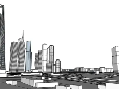 Moscow City Downtown Low-poly 3D model