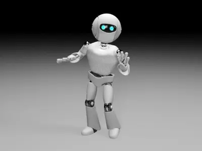 Rigged robot character Low-poly 3D model