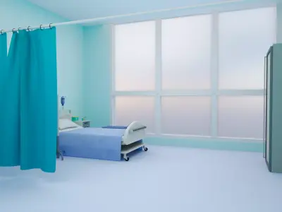 Stylized Hospital Room Interior Game Ready Environment Low-poly 3D model