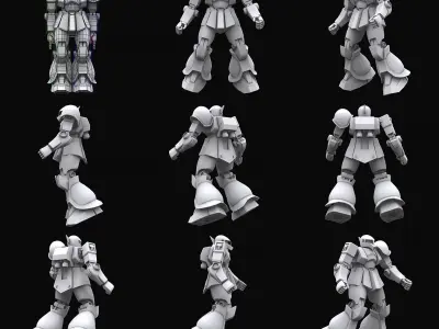 Gundam mobile suit Zeon x Earth Federation collection 3D model