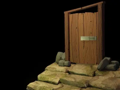 Door stylized Low-poly 3D model get