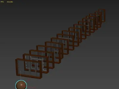 A set of plastic windows with wooden trim 3D model