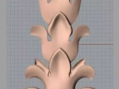 Door Post flower 3D STL Model for CNC Router Carving E965 3D model