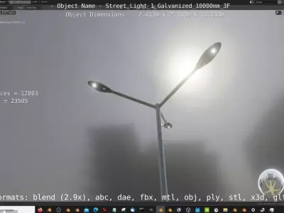 Street Light 1 Galvanized 10000mm 3F Low-poly 3D model