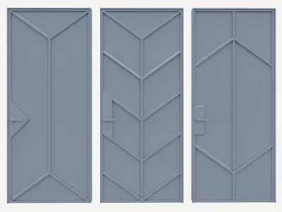 Interior Door Metal Set 02 3D model