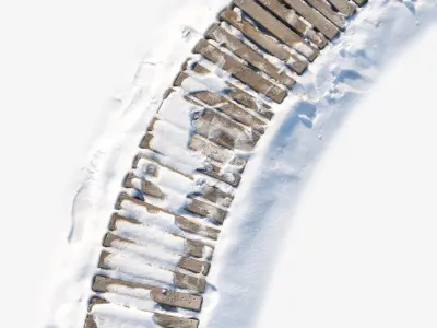 Ultra realistic Snow wooden trail 3D model