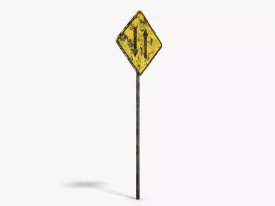 Damaged Two Way Sign Low-poly 3D model