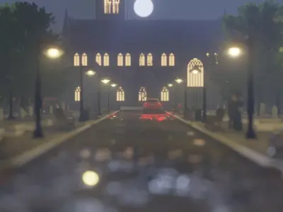 Cemetery Scene realistic - Blender 3D model