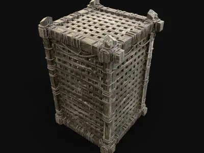 WOODEN CAGE LOCKER FARM ANIMAL WAGON WOODEN PRISONER AAA VILLAGE Low-poly 3D model