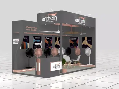 6mtr x 3mtr expo stall 2side open Exhibition Stand Design Low-poly 3D model