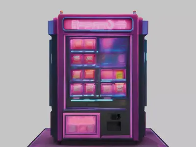 Neon Snack Station Cyberpunk Low-poly 3D model