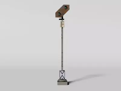 Trackside distant signal Low-poly 3D model