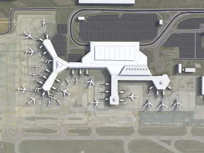 Harbin - Airport Low-poly 3D model