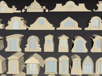 European-style dormer window combination 3D model