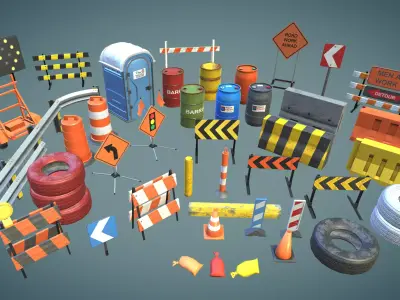 Construction prop sets Low-poly 3D model