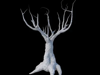 Scary  low poly trees kit with PBR workflow for V-Ray render Low-poly 3D model