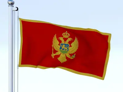 Animated Montenegro Flag Low-poly 3D model