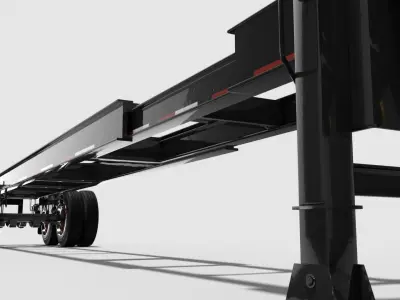 Extendable tandem trailer Low-poly 3D model