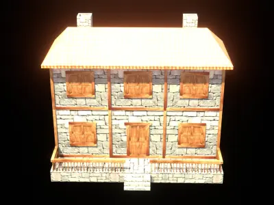 medieval house low poly village town residential house  99 Low-poly 3D model