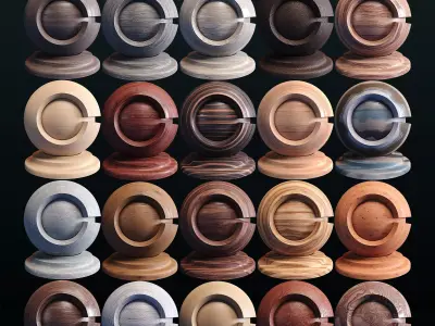 20 Veneered Wood Materials - SBSAR - PBR Maps - 4K Texture