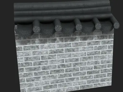 Korean Traditional Hanok Wall 01 Low-poly 3D model