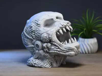 Demon Robot Headphone Stand  Beast Cyborg Headset Stand 3D print model