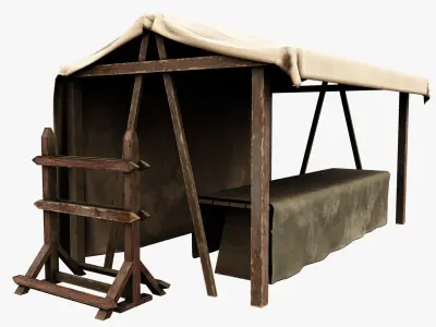 Market Stall Cotton Low-poly 3D model