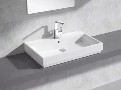 Cube Countertop Basin 80 Set 3D model