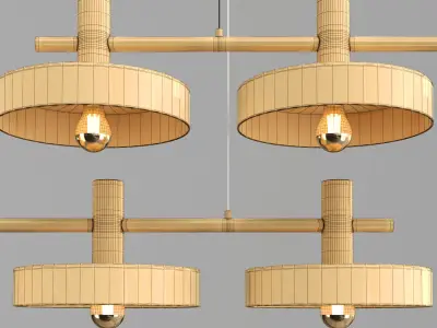 Aloa-L four lights hanging from metal rod 3D model