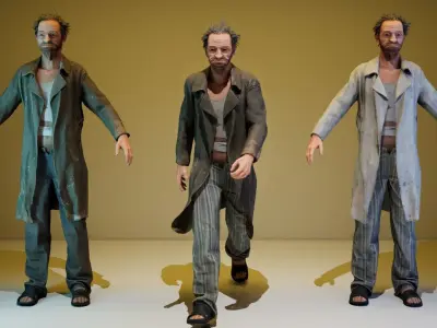 Crazy Old Man Low-poly 3D model