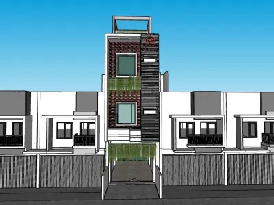 ROOFTOP GARDEN WITH INTERIOR 3D model