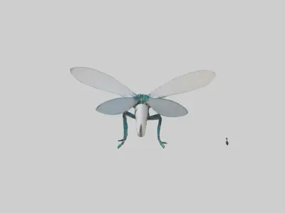 Robot version of a dragonfly model Low-poly 3D model