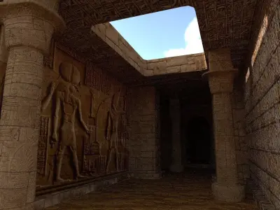 Horus temple interior Low-poly 3D model
