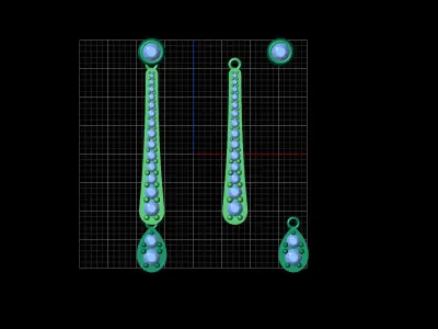 minimal long dangle earrings with round gemstone Free 3D print model