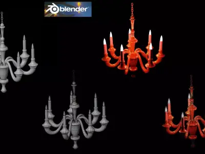  Chandelier lamp 3D model in blender Low-poly 3D model
