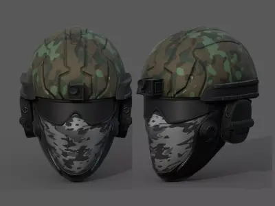 Helmet scifi military combat 3d futuristic technology  Low-poly 3D model