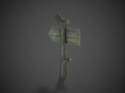 Wooden Sign  Low-poly 3D model