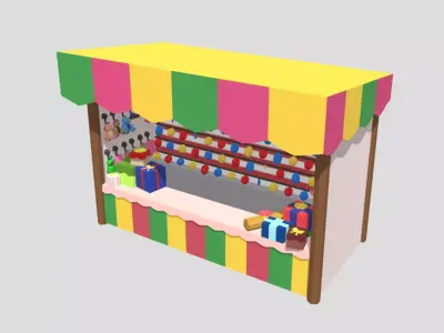 Pop the Balloon Game Station Low-poly 3D model
