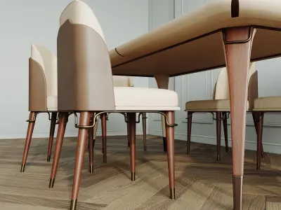 Melting Light table with chairs 3D model