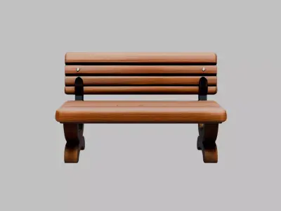 Bench Low-poly 3D model 6