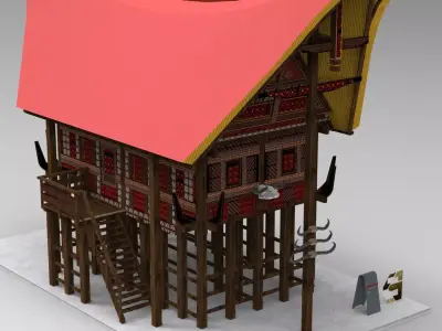 Tongkonan Low-poly 3D model purchase