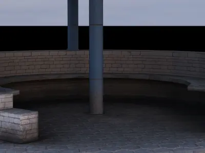 Bus Stop Low-poly 3D model 5