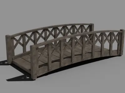 Bridge old wooden Low-poly 3D model