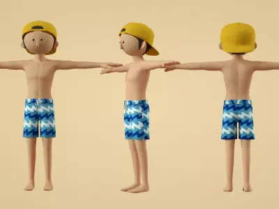 cartoon beach boy 3D model